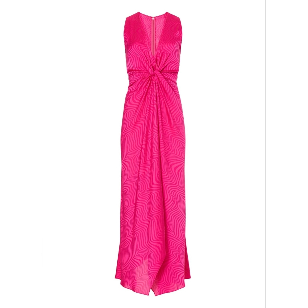 RONNY KOBO X RTR | $380 Satin Knotted Detail Midi Dress - Picture 6 of 13